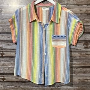 THML Button Up Linen Blouse